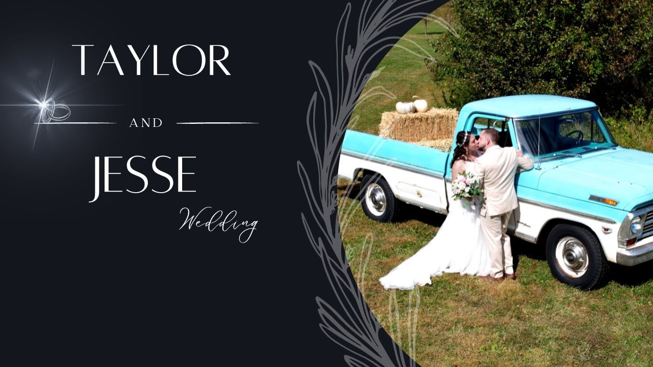 Title card from Taylor and Jess's wedding film